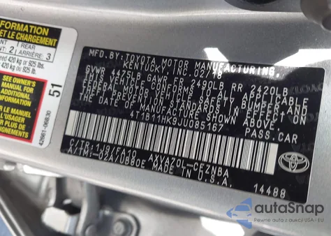 2018 Toyota Camry Le из США, поврежденный, VIN 4T1B11HK9JU085167